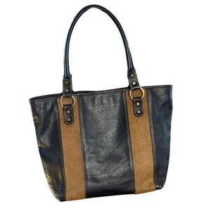 Claudia Firenze Hair On Hide Leather Satchel Brwn Cowhide Handbag Italy Pony Fur
